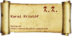 Karai Kristóf névjegykártya
